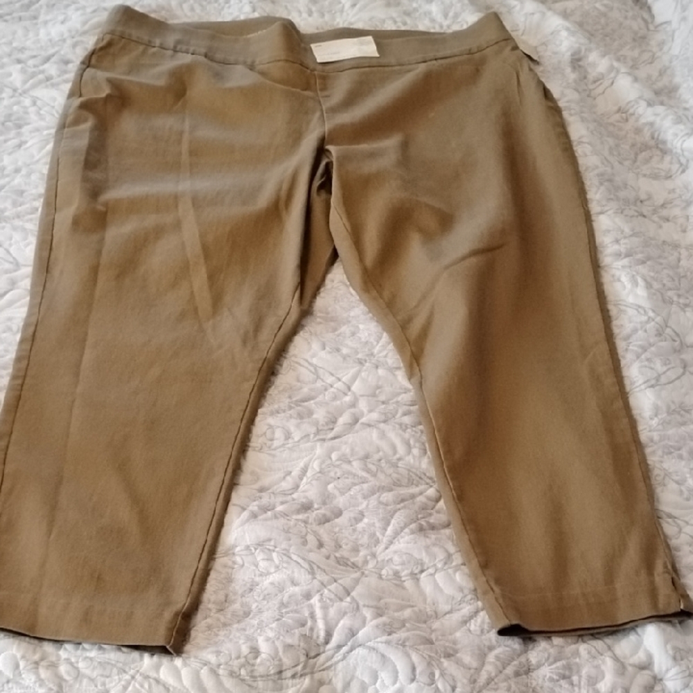 St. John's Bay Woman's Hillcrest Tan Ankle Pants, Size: 20W, NWT
